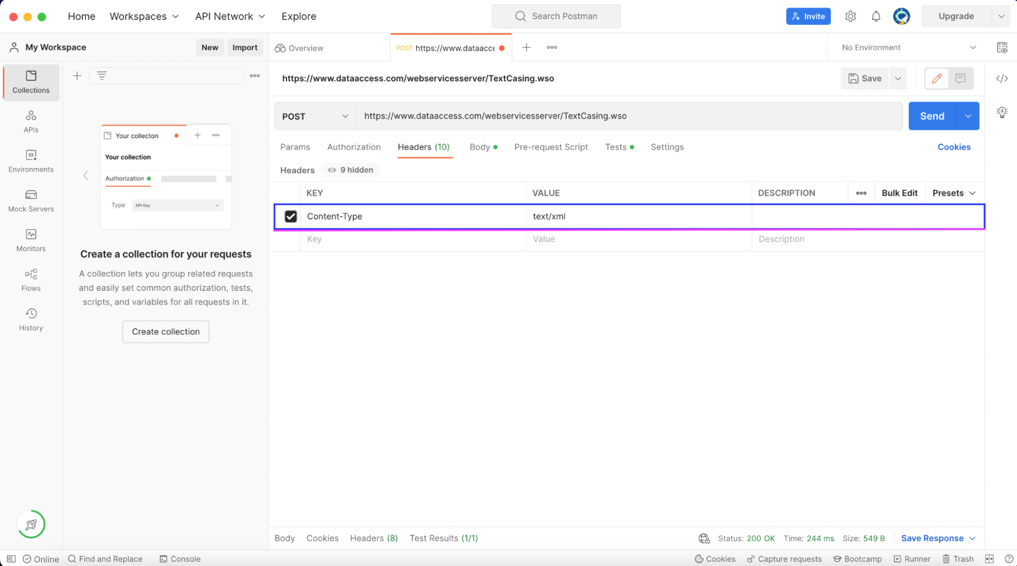 postman web service soap